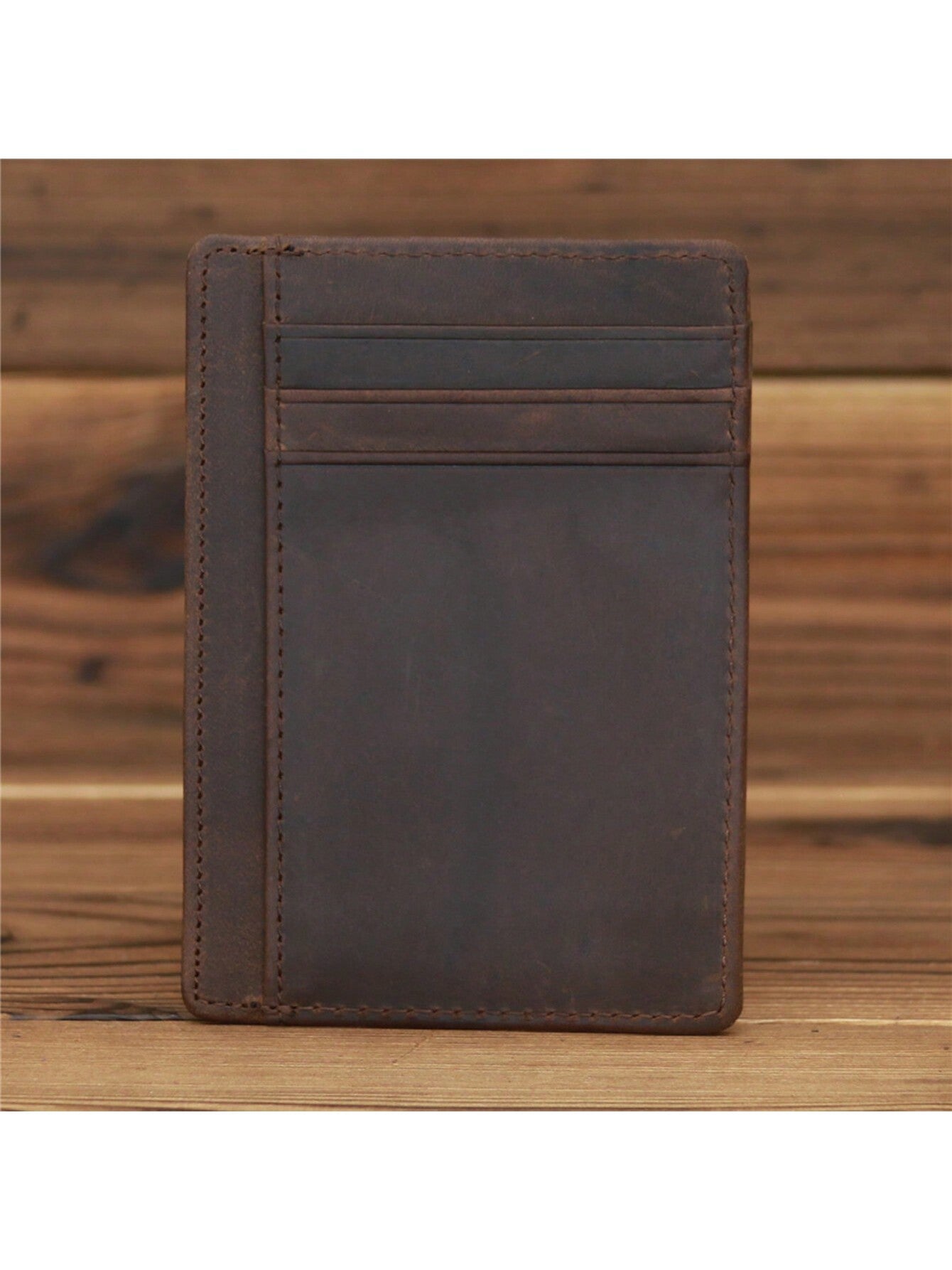 Men's Genuine Crazy Horse Leather Card Holder Slim Wallet Multi Card Slots Credit Card Case