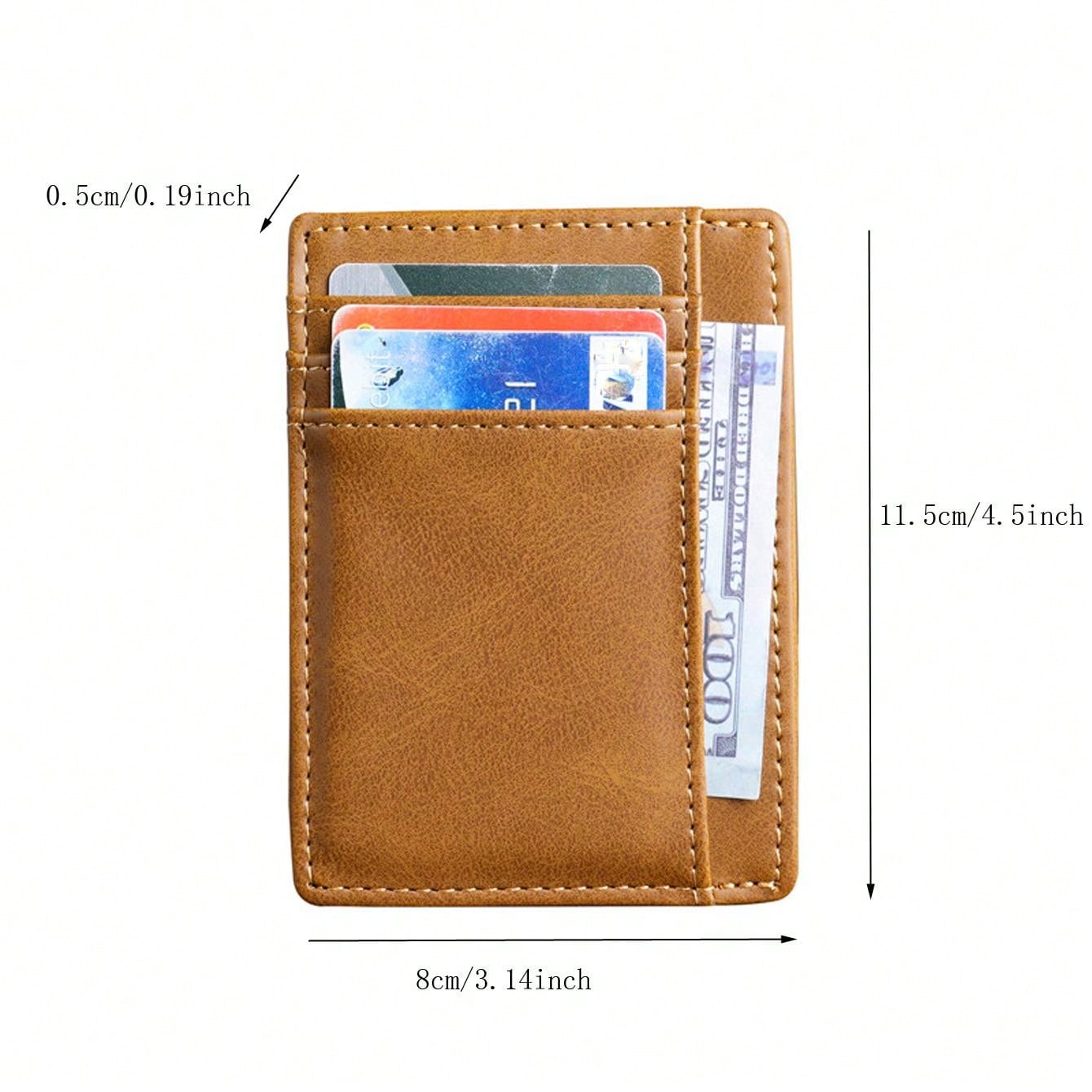 Men's Genuine Crazy Horse Leather Card Holder Slim Wallet Multi Card Slots Credit Card Case