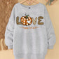 LUNE Plus Size Casual Simple Pumpkin Leopard LOVE Print Pattern Loose Thick Crew Neck Sweatshirt For Autumn Winter