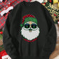 Men's Casual Fashion Sequins Santa Claus Patterned Fleece Crew Neck Sweatshirt, Suitable For Christmas Family Party In Autumn