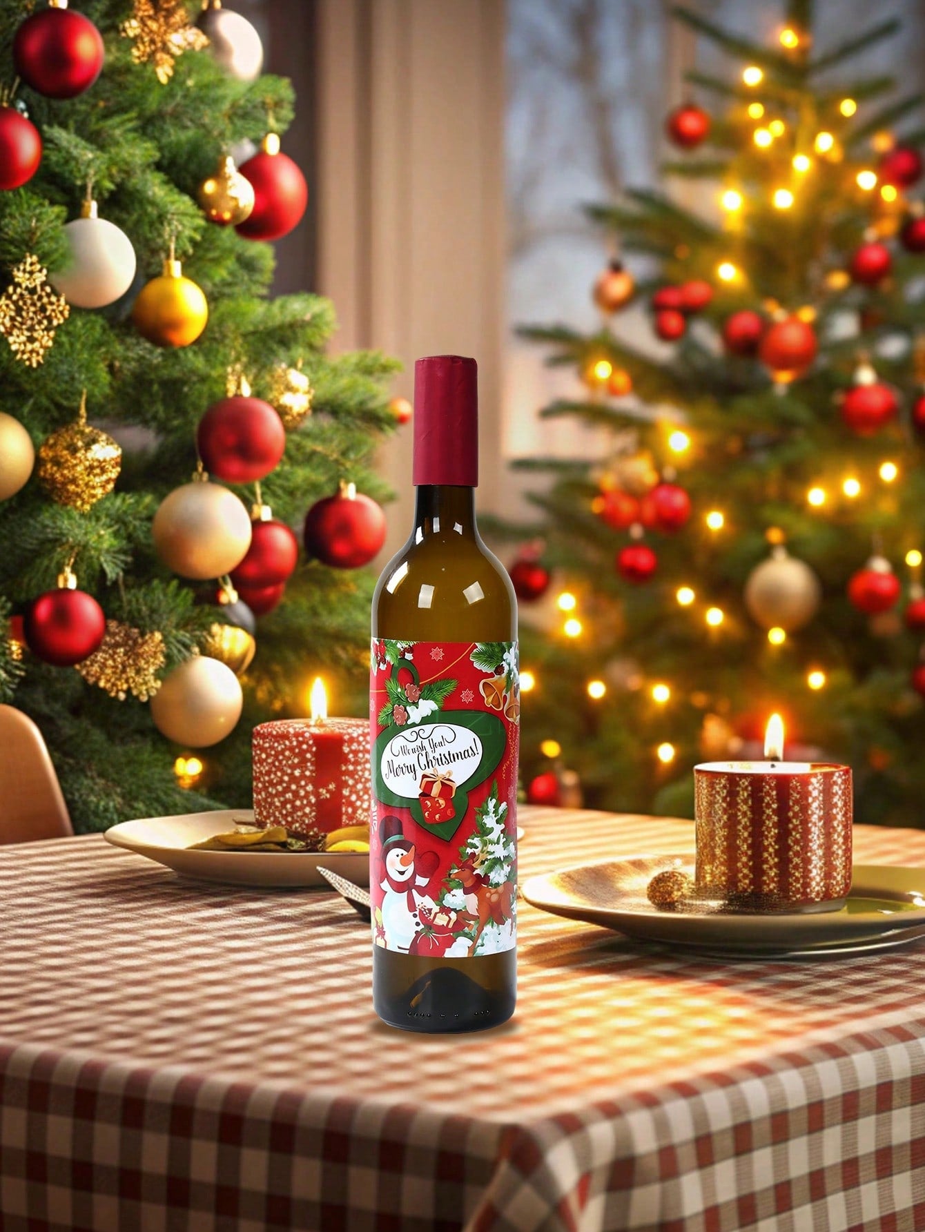 10pcs Christmas Santa Claus Snowman Style Wine Bottle Stickers, Gift Wrapping Supplies, Merry Christmas Decoration For Home, Christmas Eve Gift Decor Christmas Ornaments, Xmas Bottle Wrap Gift Stickers, Happy New Year 2025