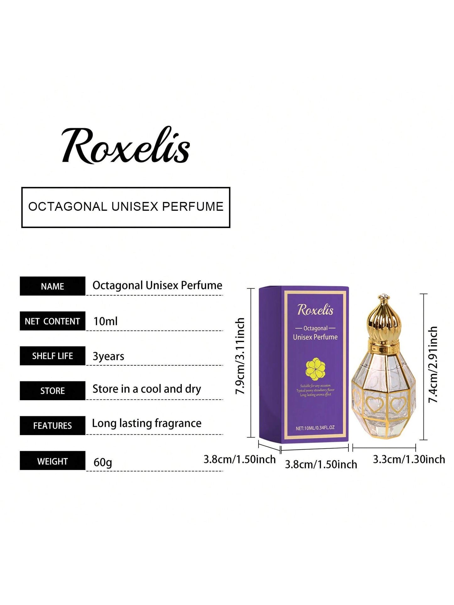 2pcs Octagonal Unisex Fragrance Fresh And Natural Niche Couple Dating Fragrance Fragrance For Both Men And Women Lasting Fragrance