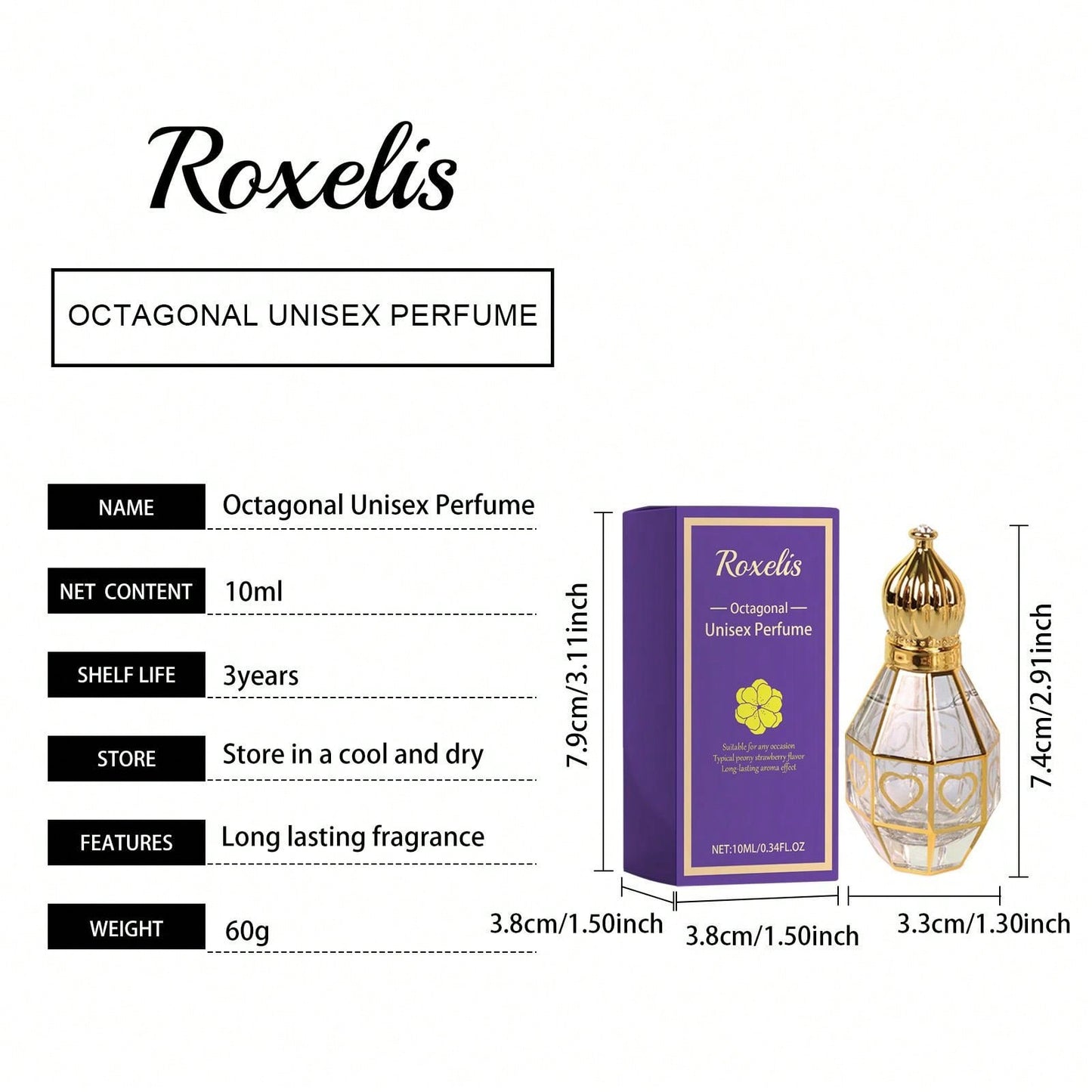 2pcs Octagonal Unisex Fragrance Fresh And Natural Niche Couple Dating Fragrance Fragrance For Both Men And Women Lasting Fragrance