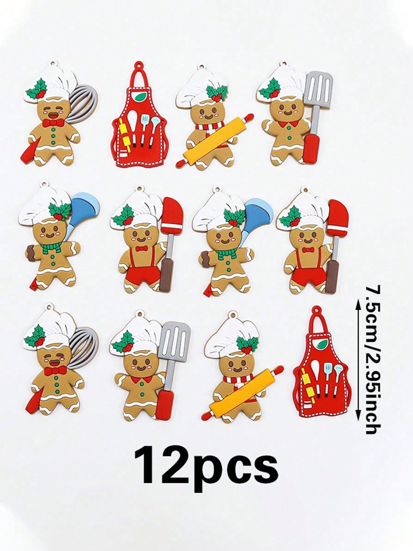 12pcs Christmas Decoration Hanging Ornaments, Gingerbread Man Christmas Tree Accessories,Christmas