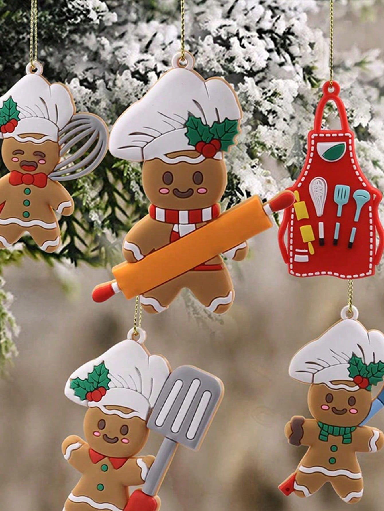 12pcs Christmas Decoration Hanging Ornaments, Gingerbread Man Christmas Tree Accessories,Christmas