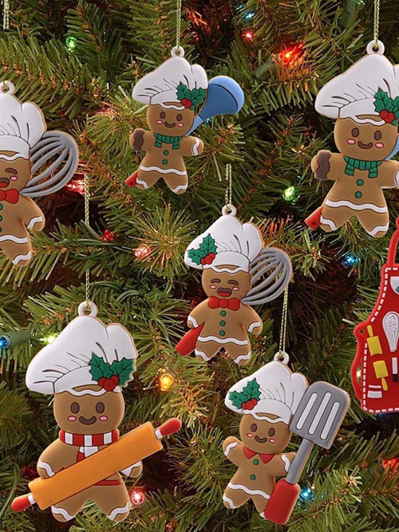 12pcs Christmas Decoration Hanging Ornaments, Gingerbread Man Christmas Tree Accessories,Christmas