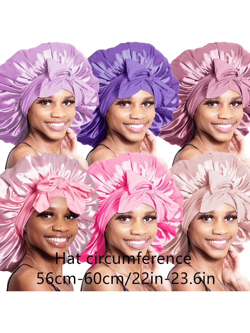 6pcs Luxurious Satin Bonnet For Sleeping - Adjustable Comfort Fit With Tie Band Cap- Unisex Night Hair Protection For Men