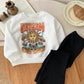 2pcs Young Girl Fashionable Urban Style Round Neck Pullover With Long Sleeves And Bell Bottom Knitted Pants,Autumn And Winter,Great For Casual