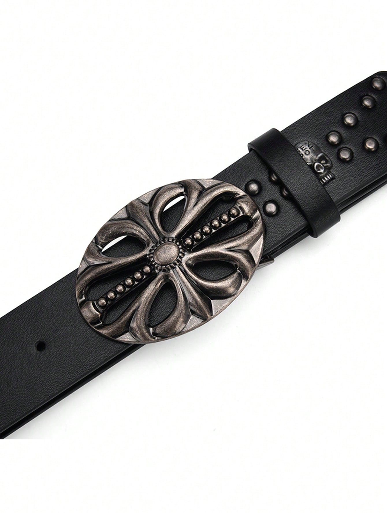 1 Pc Men's Belt Bohemian Style Belt Vintage Inlaid Skeleton Head Women's Belt Riveted Belt Hip Hop Punk Rock Y2K Style Belt Street