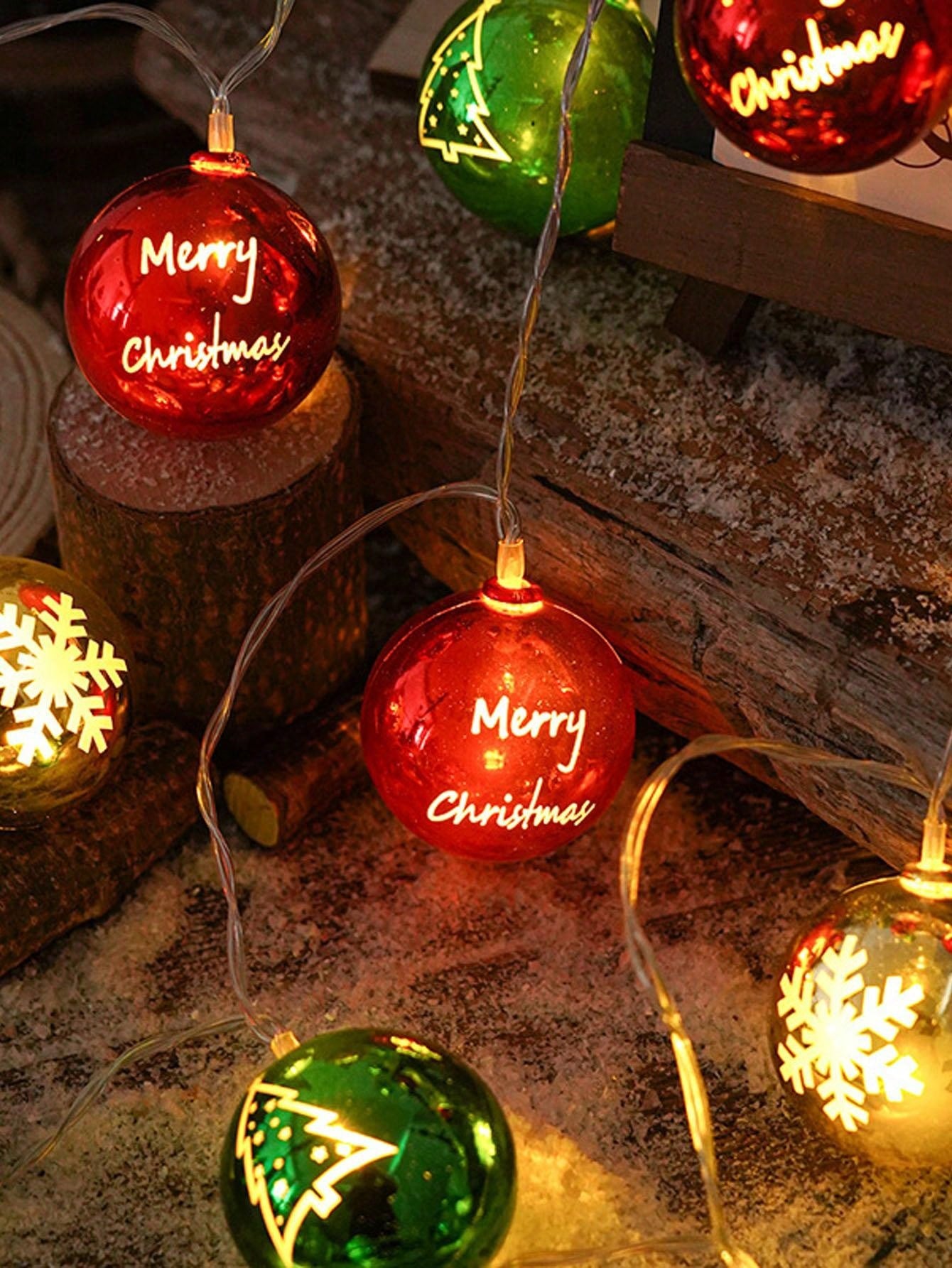 1pc 78.7in Christmas Tree Decoration Ball String Lights, Holiday Atmosphere Decor For Home, Staircase, Fireplace, Indoor