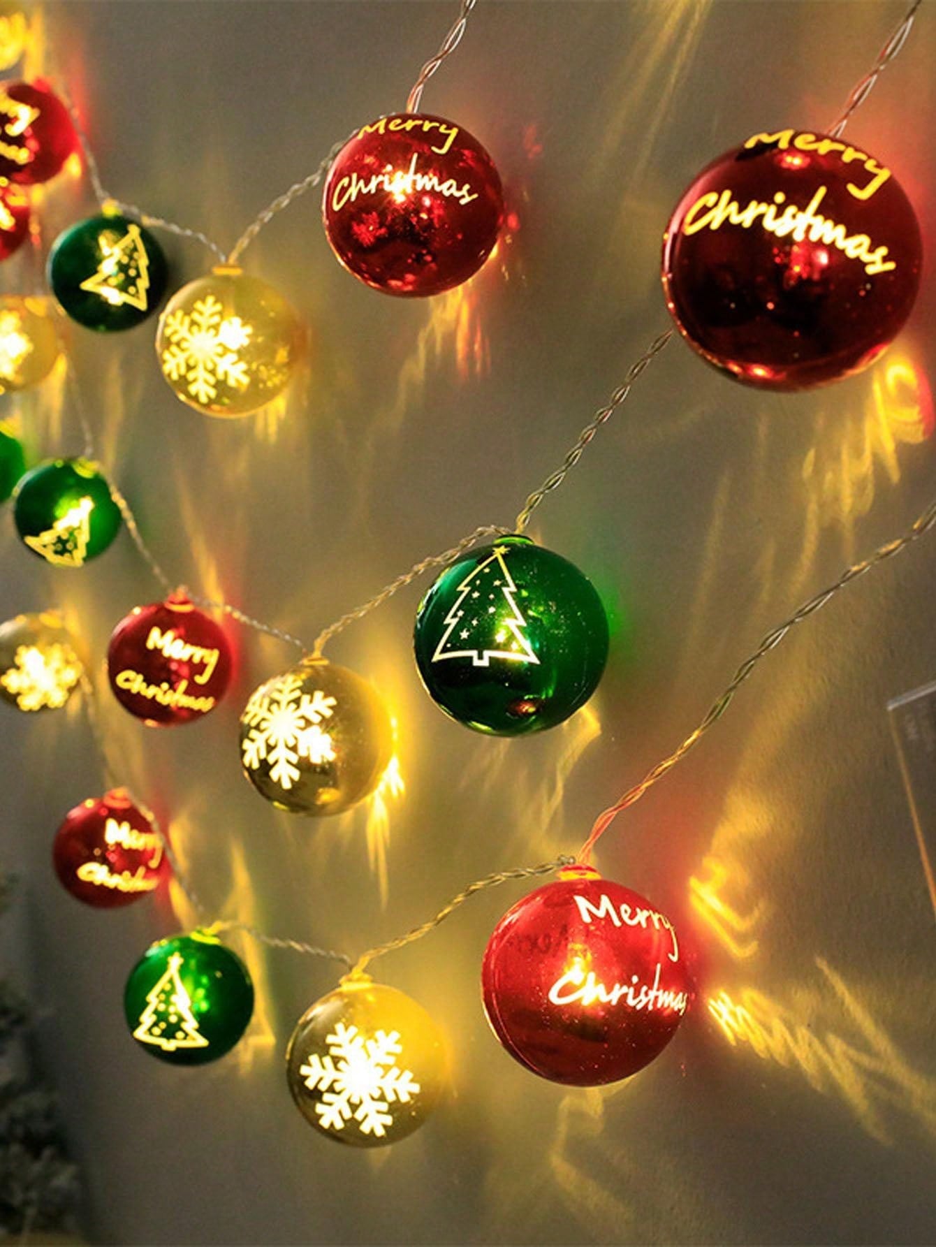 1pc 78.7in Christmas Tree Decoration Ball String Lights, Holiday Atmosphere Decor For Home, Staircase, Fireplace, Indoor