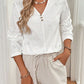 LUNE V-Neck Hollow Out Back Button Through Sheer Top, Casual/Resort Wear