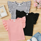 3pcs/Set Young Girl Casual Comfy Cute Ruffle Trim Solid