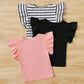 3pcs/Set Young Girl Casual Comfy Cute Ruffle Trim Solid