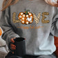 LUNE Plus Size Casual Simple Pumpkin Leopard LOVE Print Pattern Loose Thick Crew Neck Sweatshirt For Autumn Winter