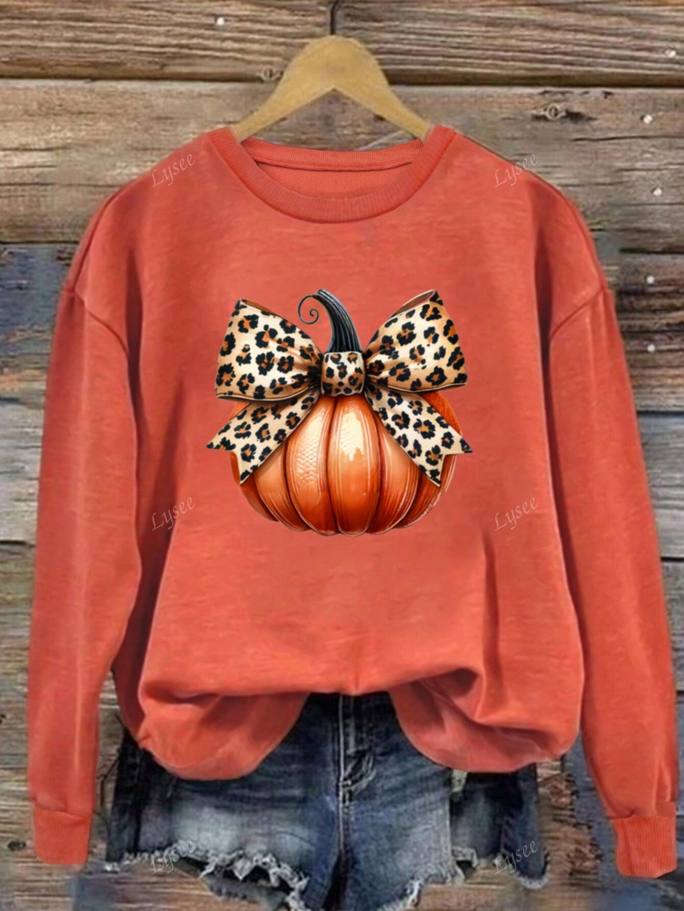 Women's Solid Color Casual Simple Fashion Holiday Halloween Element Bow Pumpkin Pattern Crew Neck Long Sleeve Sweatshirt