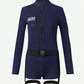 Halloween Police Costume Set For Women, Sexy High Collar Long Sleeve Jumpsuit With Front Zipper   Leg Garter Belt