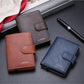 1pc New Men's Plain Texture Snap Button Wallet, Multi-Functional Aluminum Box, Auto Pop-Up Card Holder, Large Card Slots