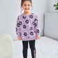 2pcs Young Girl Floral Print Sweatshirt And Black Pants Set, Casual Outfits