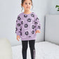 2pcs Young Girl Floral Print Sweatshirt And Black Pants Set, Casual Outfits