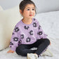 2pcs Young Girl Floral Print Sweatshirt And Black Pants Set, Casual Outfits