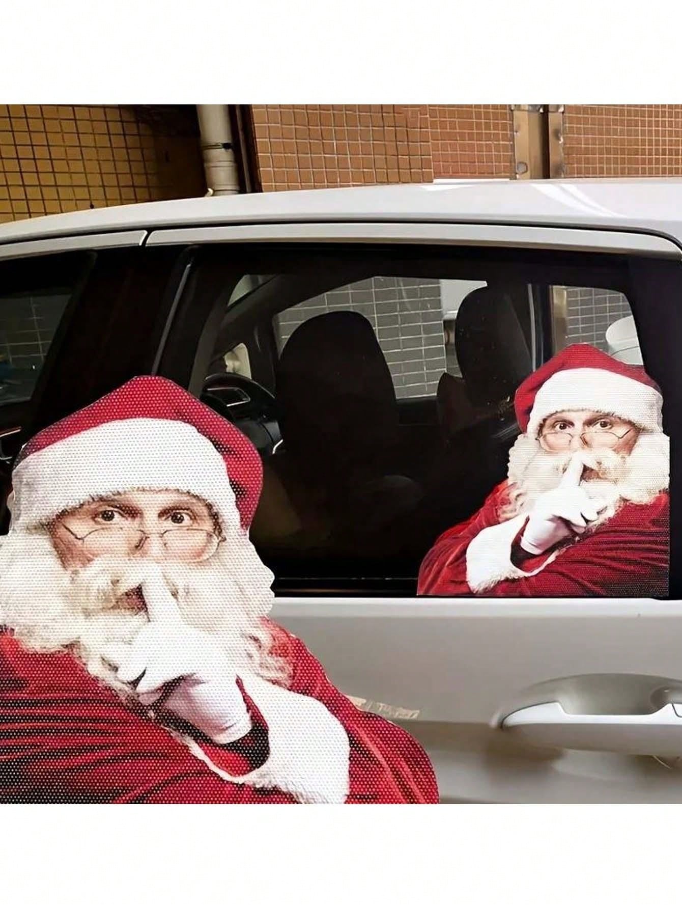 1pc Waterproof Realistic Santa Claus Stickers Christmas Car Window Glass Decal Decoration Ride With Santa Funny Christmas Window Clings,Christmas