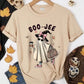 LUNE Women Cute Regular Short Sleeve Halloween T-Shirt With Ghost Boo And Slogan For Spring And Summer