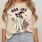 LUNE Women Cute Regular Short Sleeve Halloween T-Shirt With Ghost Boo And Slogan For Spring And Summer