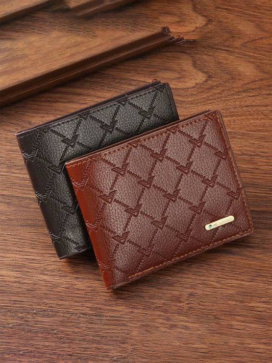 1pc Men's PU Leather Wallet, Large Capacity And Multiple Card Slots, Can Store Large Bills, Simple Coin Pocket, Credit Card, Bank Card, ID Card Photo Slot, Business Casual Style, An Ideal Gift For Men's Birthday Or Partner