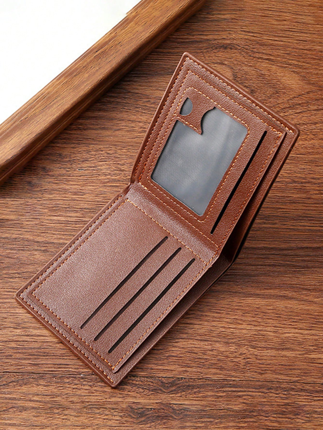 1pc Men's PU Leather Wallet, Large Capacity And Multiple Card Slots, Can Store Large Bills, Simple Coin Pocket, Credit Card, Bank Card, ID Card Photo Slot, Business Casual Style, An Ideal Gift For Men's Birthday Or Partner