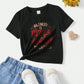 Eduely Halloween Letter, Slogan, Pizza Print Short Sleeve T-Shirt For Young Girl, Summer