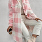 Women Single-Breasted Lapel Fluffy Plaid Long Coat, Autumn/Winter