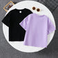 2pcs/Set Girls Solid Color Letter Pattern Round Neck Loose Casual T-Shirt