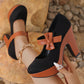 2023 New Color Block Waterproof Platform High Heels Women's Shoes