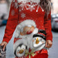 Women's Elegant Snowman Print Long Tunic Sweatshirt Dress, New Arrival Autumn/Winter