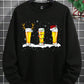 Men's Casual Fashion Christmas Element Cartoon Beer Mug, Snowflake, Cute Deer Horn, Snowman, Santa Hat Print Basic Crew Neck Sweatshirt