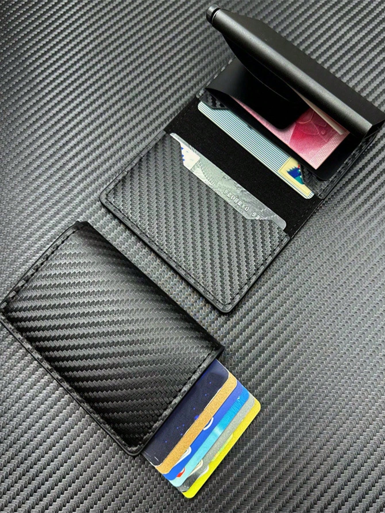 Men's Metal Auto Pop-Up RFID Blocking Credit Card Holder Wallet Multifunctional Card Case