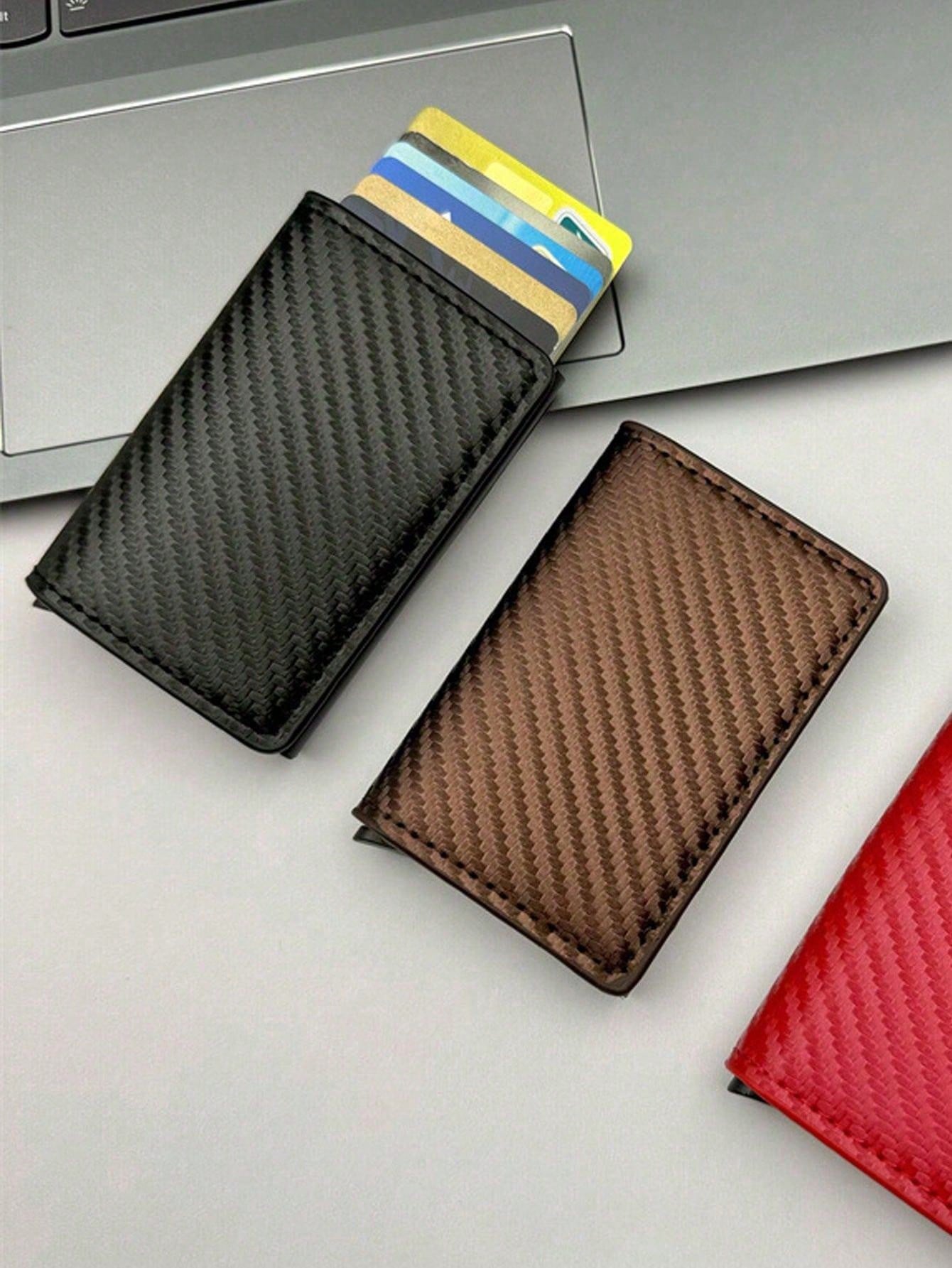 Men's Metal Auto Pop-Up RFID Blocking Credit Card Holder Wallet Multifunctional Card Case