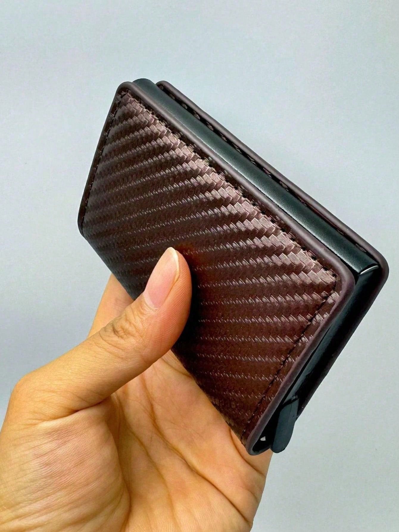 Men's Metal Auto Pop-Up RFID Blocking Credit Card Holder Wallet Multifunctional Card Case