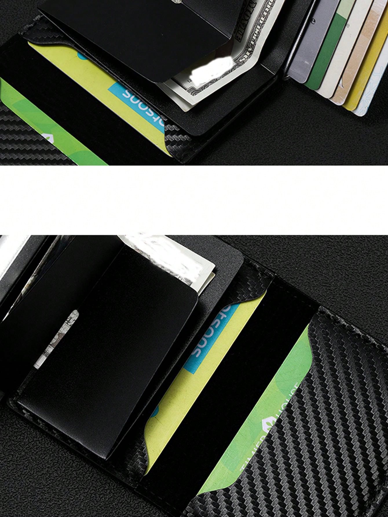 Men's Metal Auto Pop-Up RFID Blocking Credit Card Holder Wallet Multifunctional Card Case