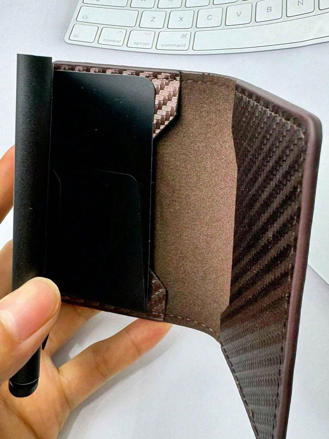 Men's Metal Auto Pop-Up RFID Blocking Credit Card Holder Wallet Multifunctional Card Case