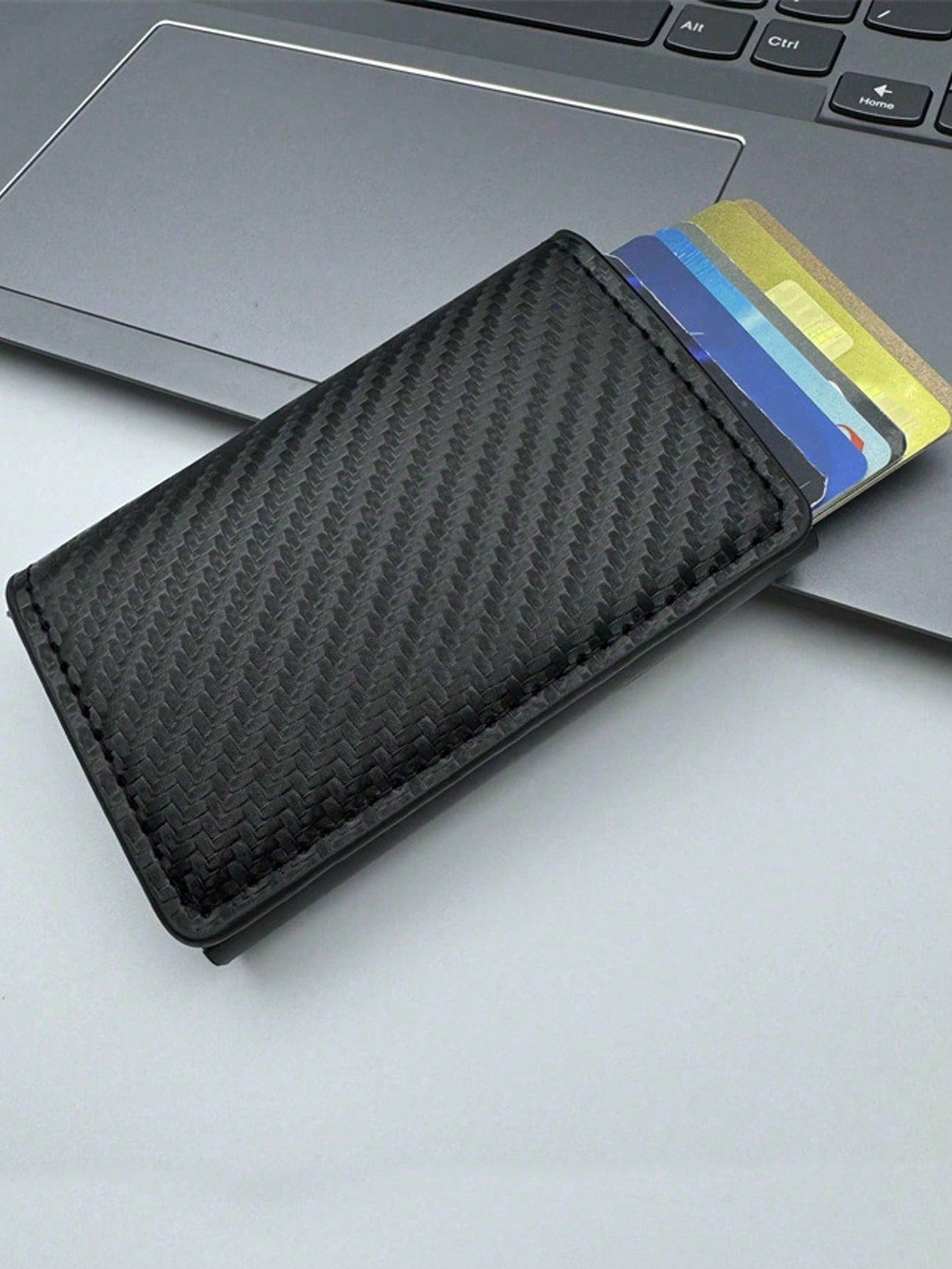 Men's Metal Auto Pop-Up RFID Blocking Credit Card Holder Wallet Multifunctional Card Case