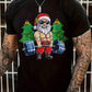 Men's Casual Christmas Themed Print - Santa Claus With Sunglasses, Christmas Tree Short Sleeve T-Shirt