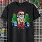 Men's Casual Christmas Themed Print - Santa Claus With Sunglasses, Christmas Tree Short Sleeve T-Shirt