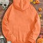 LUNE Plus Size Women's Long Sleeve Orange Hooded Sweatshirt With Floral, Butterfly And Mushroom Motifs For Halloween