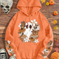 LUNE Plus Size Women's Long Sleeve Orange Hooded Sweatshirt With Floral, Butterfly And Mushroom Motifs For Halloween