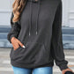 EZwear Kangaroo Pocket Drop Shoulder Drawstring Hoodie,Long Sleeve Tops