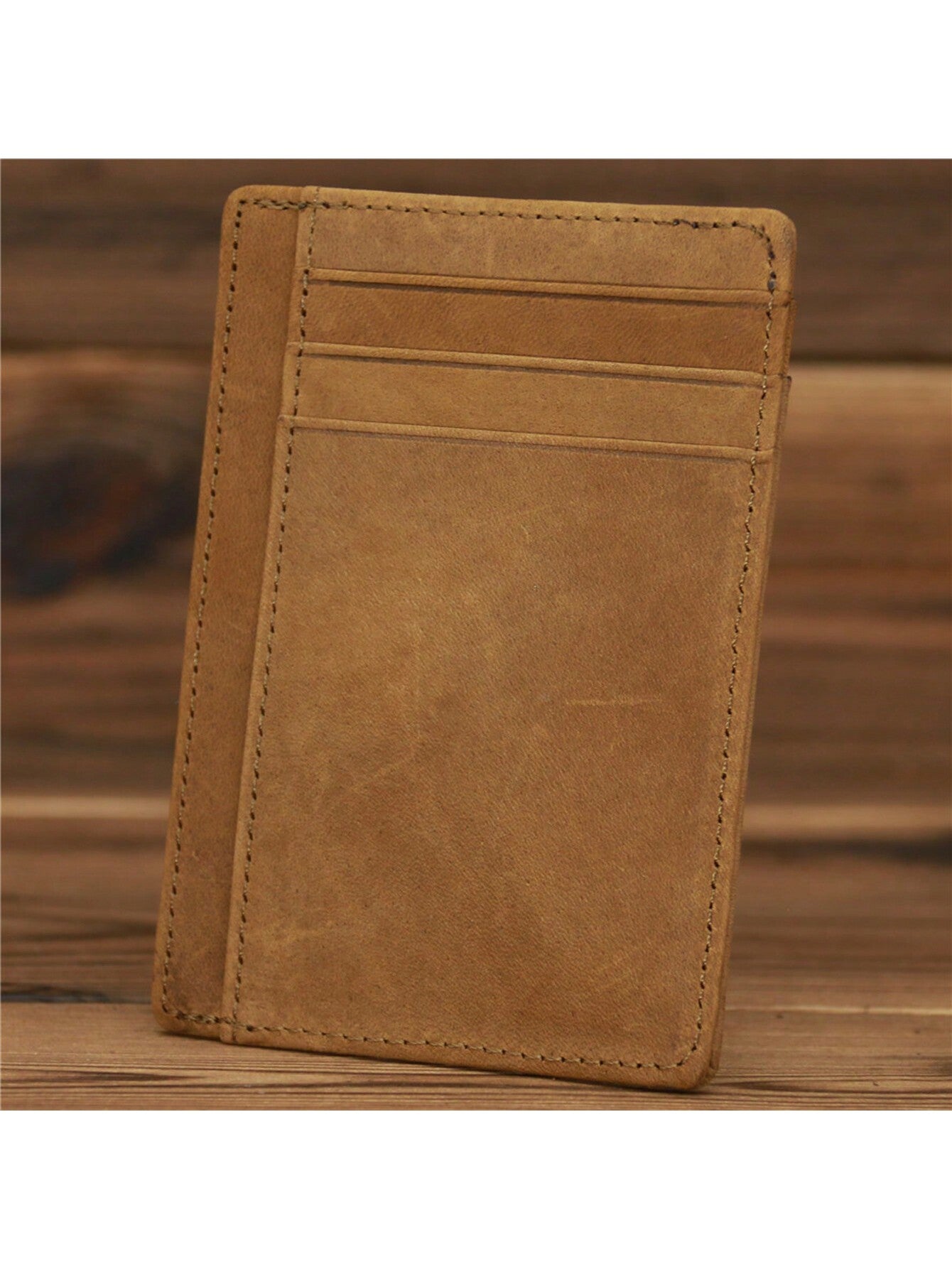 Men's Genuine Crazy Horse Leather Card Holder Slim Wallet Multi Card Slots Credit Card Case