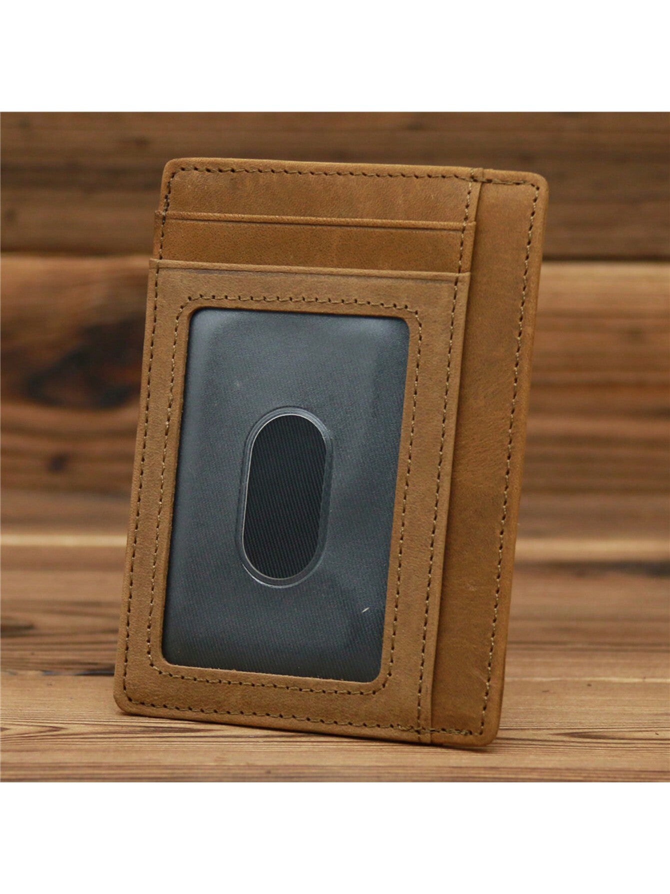 Men's Genuine Crazy Horse Leather Card Holder Slim Wallet Multi Card Slots Credit Card Case