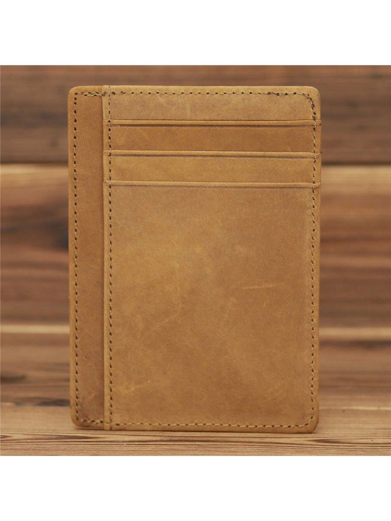 Men's Genuine Crazy Horse Leather Card Holder Slim Wallet Multi Card Slots Credit Card Case